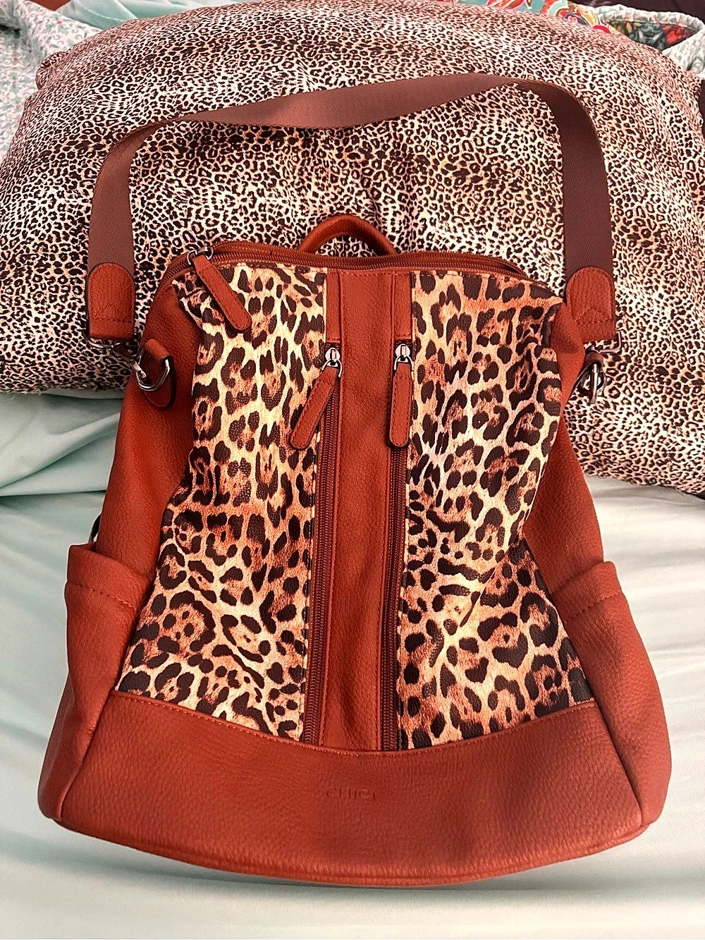 Leopard Print Backpack in Brown Like New